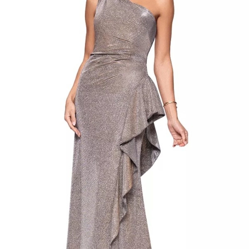 Xscape Metallic One-Shoulder Gown